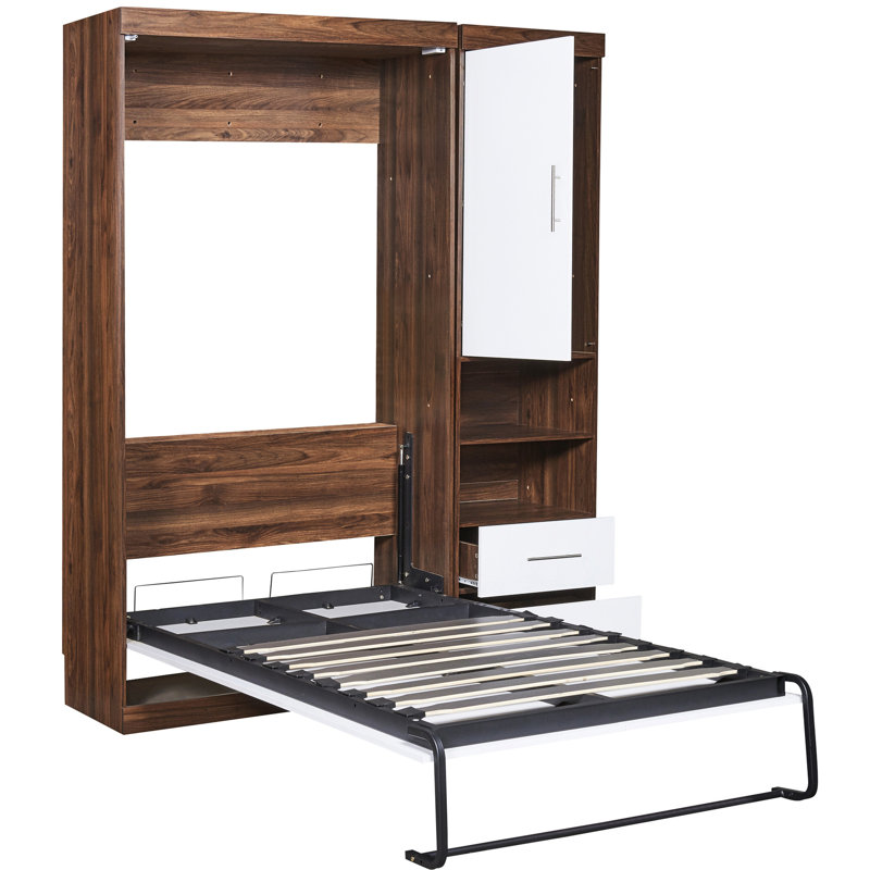 Armoire-lit, blanc - Maximisez le rangement et le style du mur pour agrandir votre espace et votre confort, Lit simple