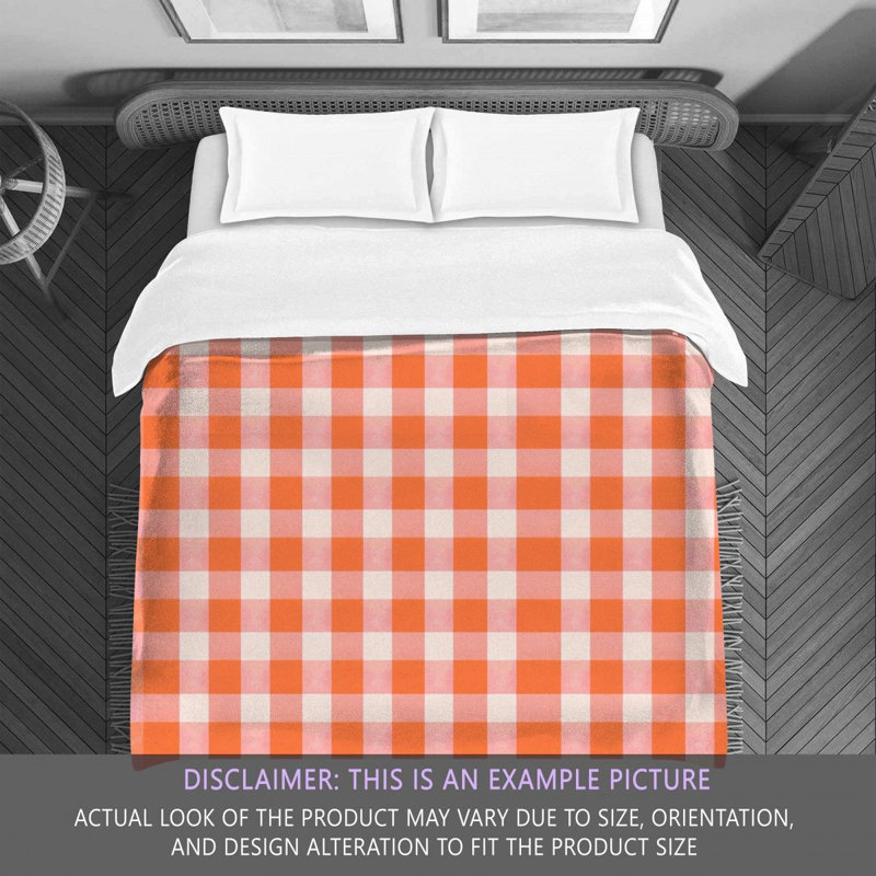 Gingham Comforter, Orange/Pink, King Comforter