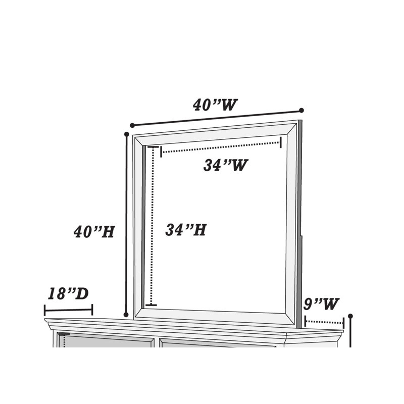 Dilane Square Dresser Mirror, White