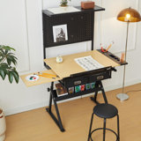 drafting table with  Metal perforated board pannel