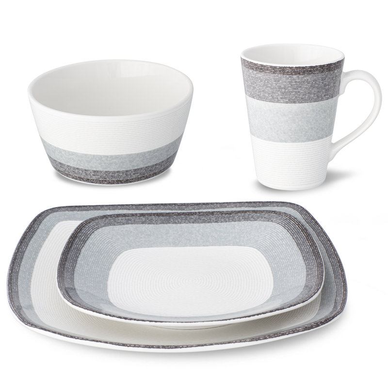 Couvert individuel 4 pièces Noritake Colorscapes Layers, Gris anthracite