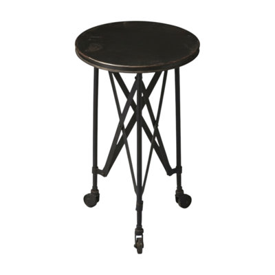 Gracie Mills Contemporary 23" Black Industrial Rolling Round End Table