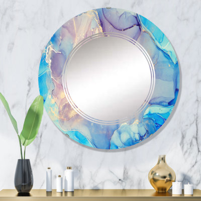 Miroir mural bleu et rose