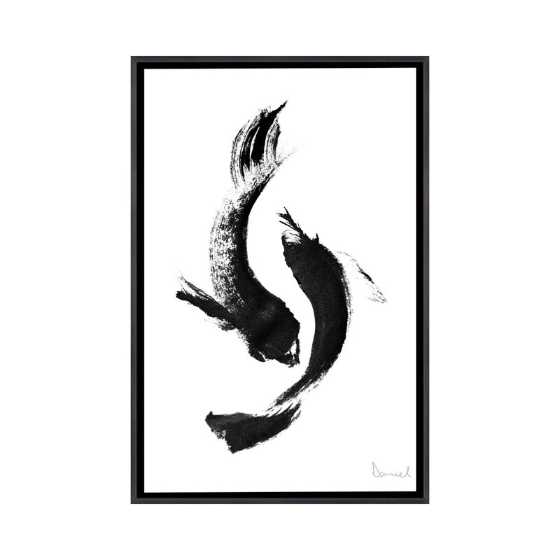 « Koi » par Dan Hobday-impression, H 26 po x l 18 po x P 1,5 po, Toile avec cadre noir patiné