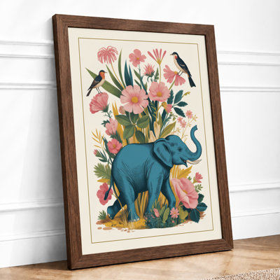 Elephant in Bloom Botanical - Framed Print