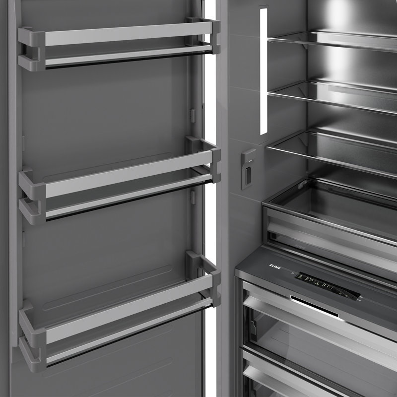 ZLINE Autograph 24 in. Column Refrigerator with Graphite Gray Interior and Polished Gold Accents,  White Matte/Gold