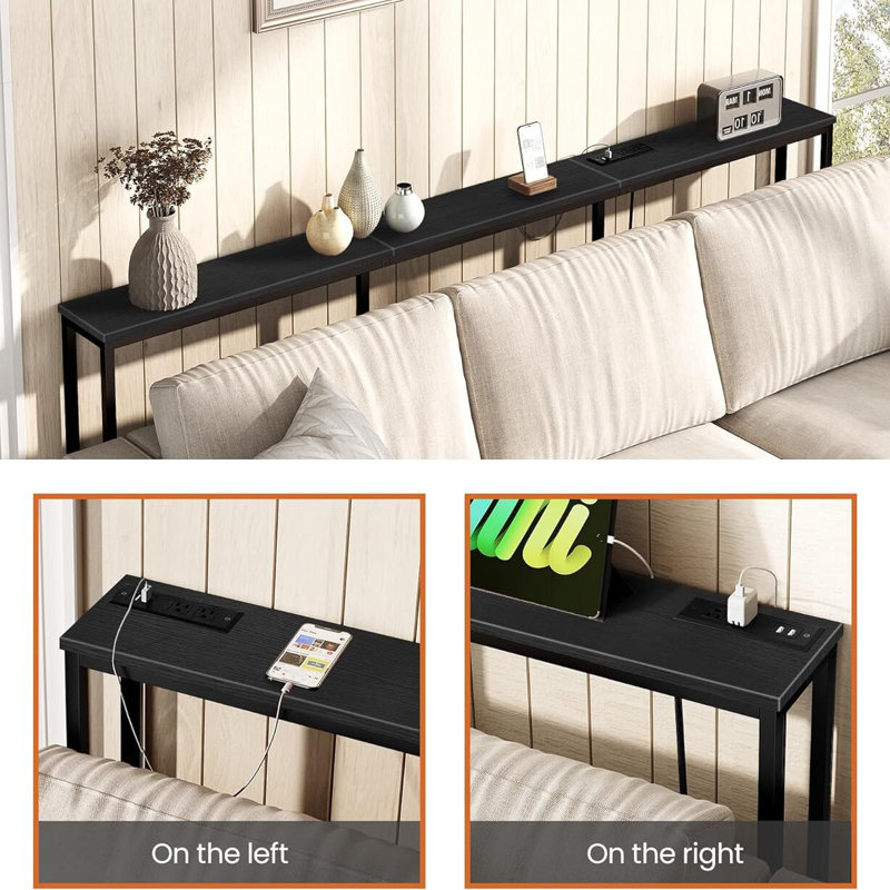 78.7" Narrow Console Table with Power Outlet,Sofa Long Behind Couch Table