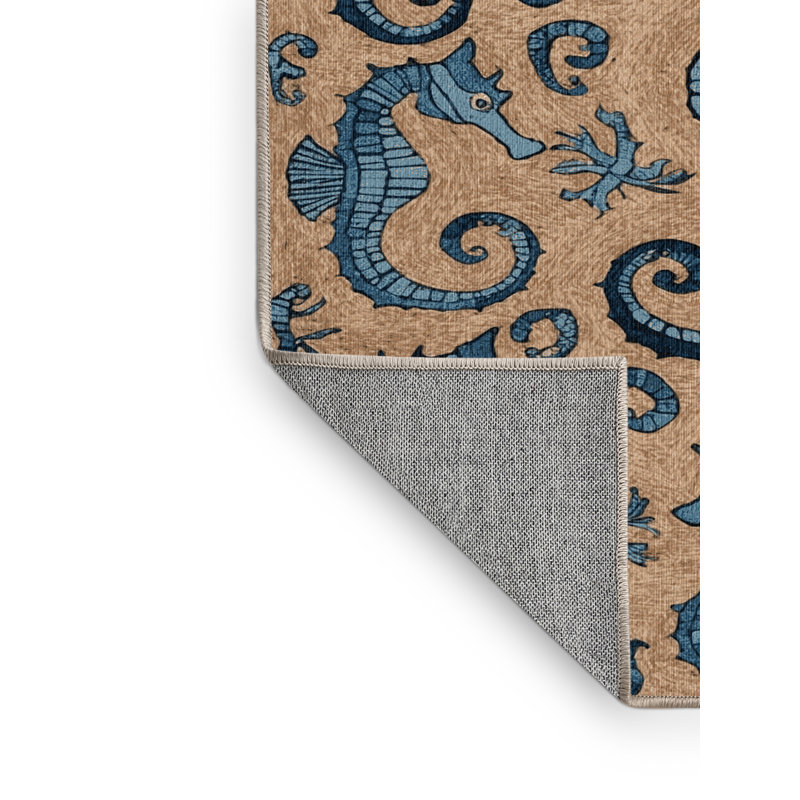  Tapis bord de mer lavable Seahorse, Rectangle 7 pi x 9 pi