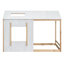 Lit plateforme simple avec toit et fenêtre en blanc + naturel - fabriqué en bois de pin massif pour la taille de la chambre à coucher et la fenêtre-547929785