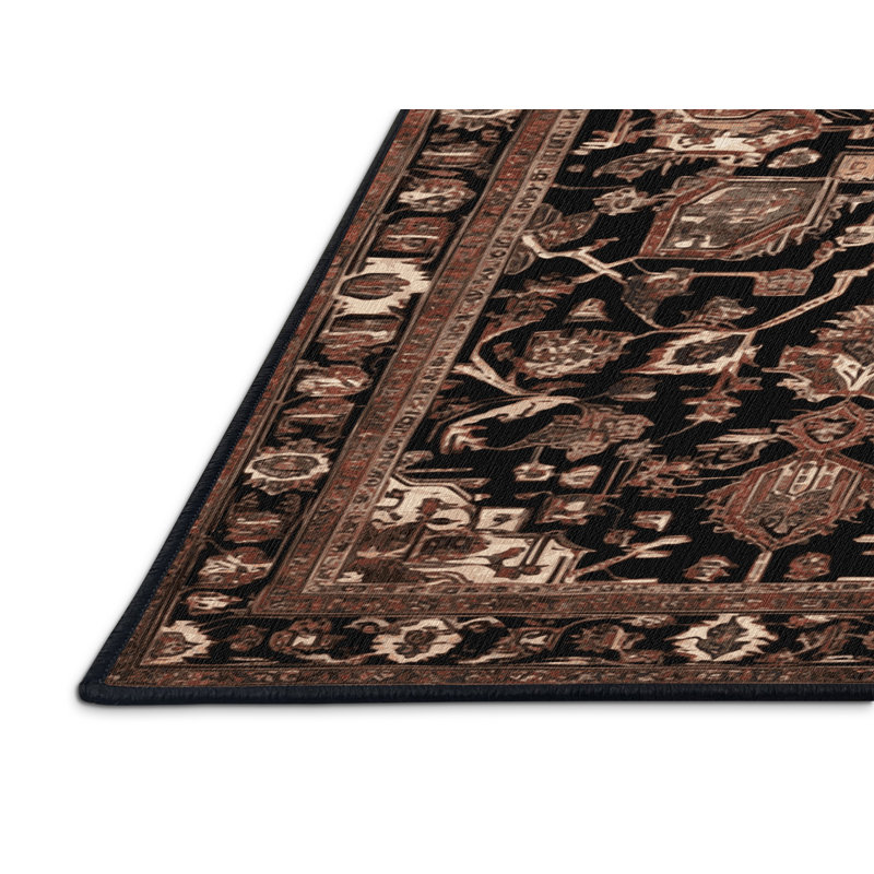 Tapis brun lavable à la machine, Rond 4 pi