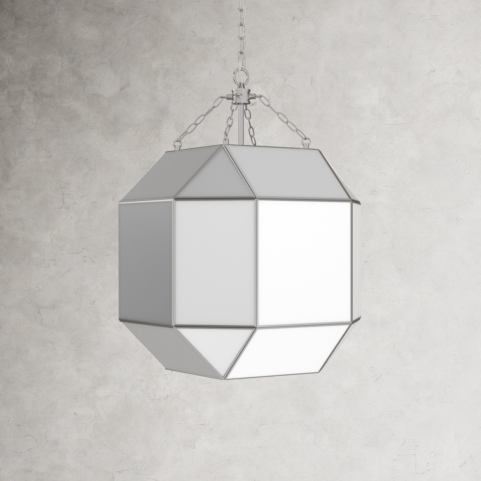 Reid 3 Light Glass Dimmable Pendant, 27.25" H x 18.5" W x 18.5" D, Brushed Nickel, White