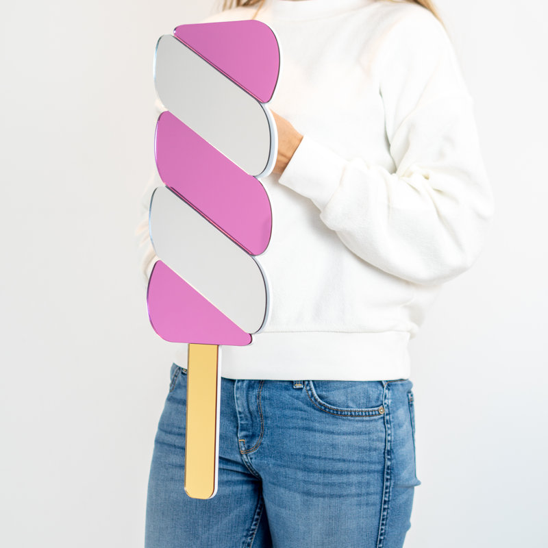Décoration murale crème glacée Twisty Pop, H 16 po x l 5 po x P 1 po, Rose / argent