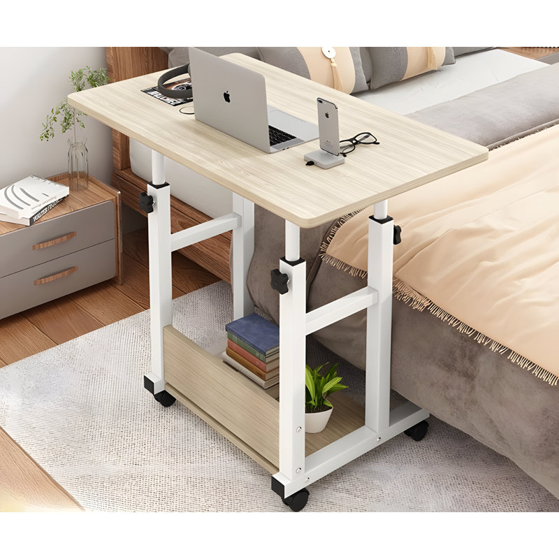 Adjustable Bedside Table With Wheels - Portable Laptop Desk For Bedroom, Dorm, Study, And Home Office - Compact And Sturdy Design