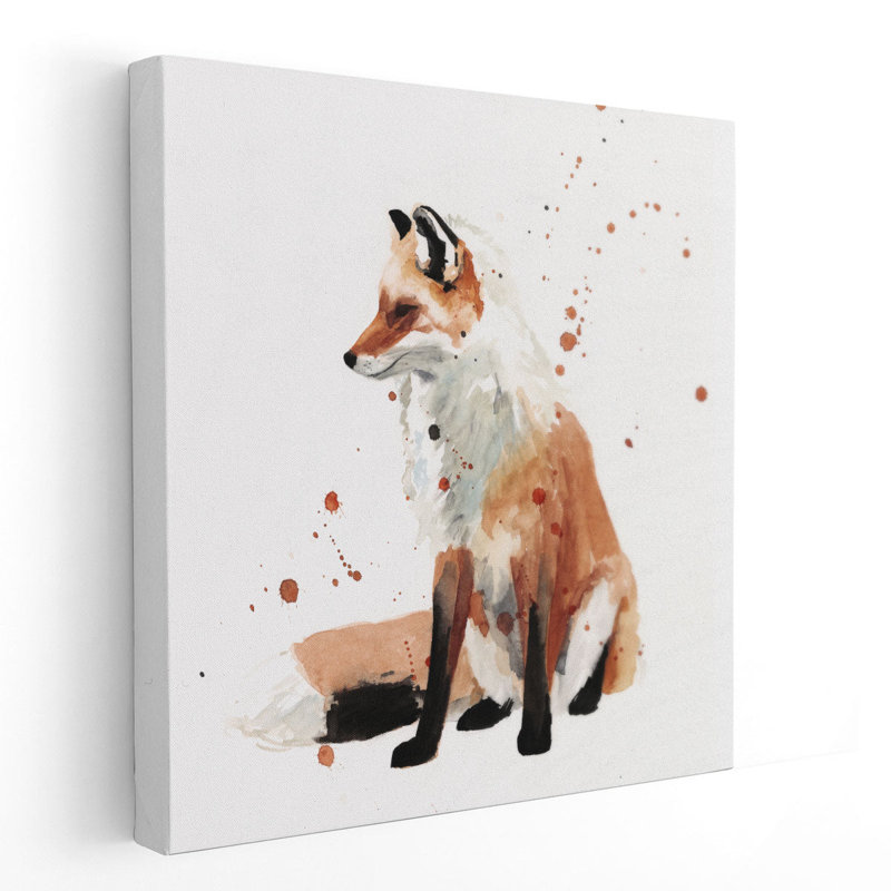 Watercolor Fox I - reproduction d'art sur toile, H 20 po x l 20 po