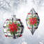 4-6" Glass Poinsettia Plaid Ball Finial Ornament