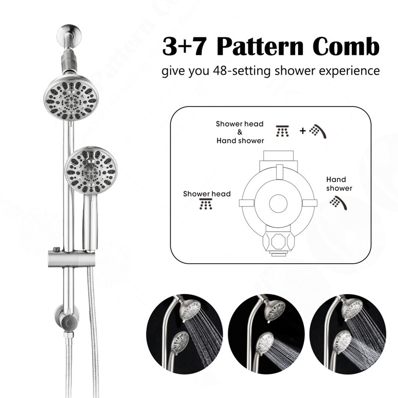 Dual Shower System with Handheld 7-Spray, Chrome