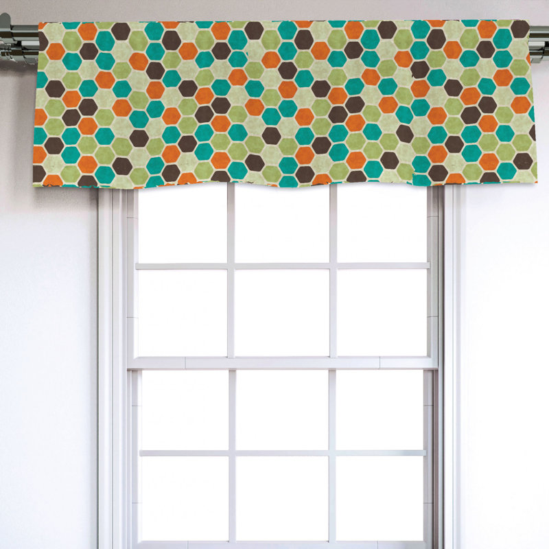 Sateen Geometric Ruffled Window Valance