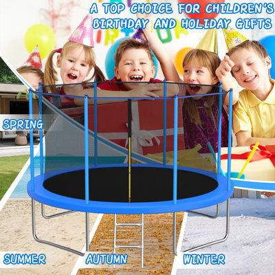 12FT Trampolines with Enclosure Net Ladder Trampolines for Kids and Adults ASTM Approved