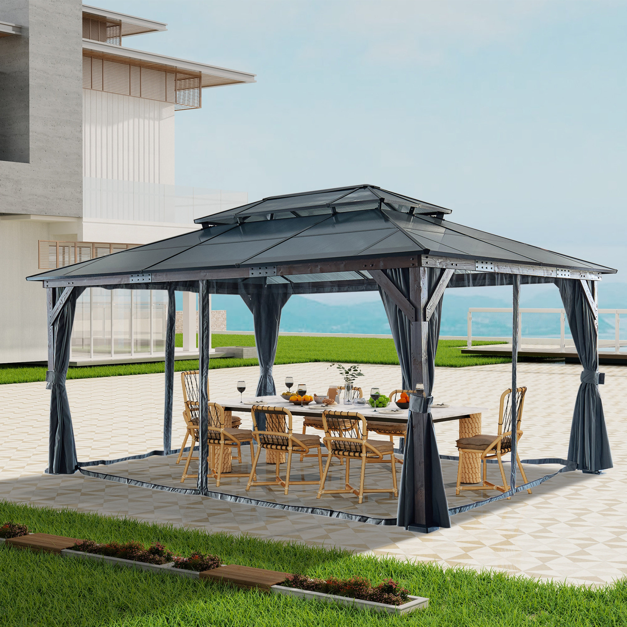 Rosefray 16 Ft. W x 12 Ft. D Metal Patio Canopy - Wayfair Canada