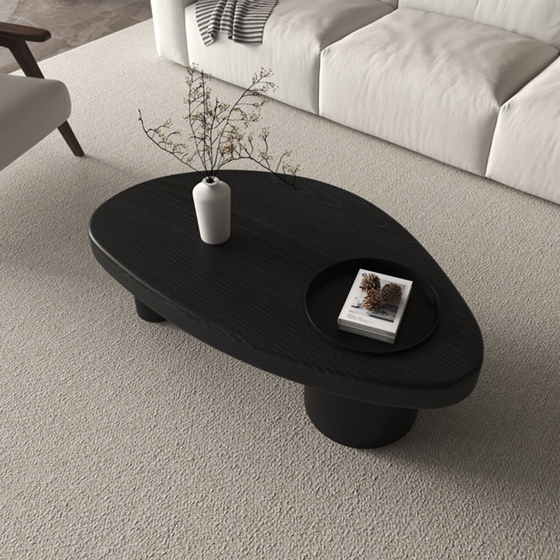Table basse de style nordique en bois massif., Black, 13.3" H x 55" L x 33.8" W