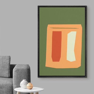 " Orange Square With Red & White Polygon "