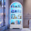 Vitrine arquée de 183 cm de haut avec porte vitrée, à 4 niveaux, avec éclairage RVB et capteur de présence.-1495514504