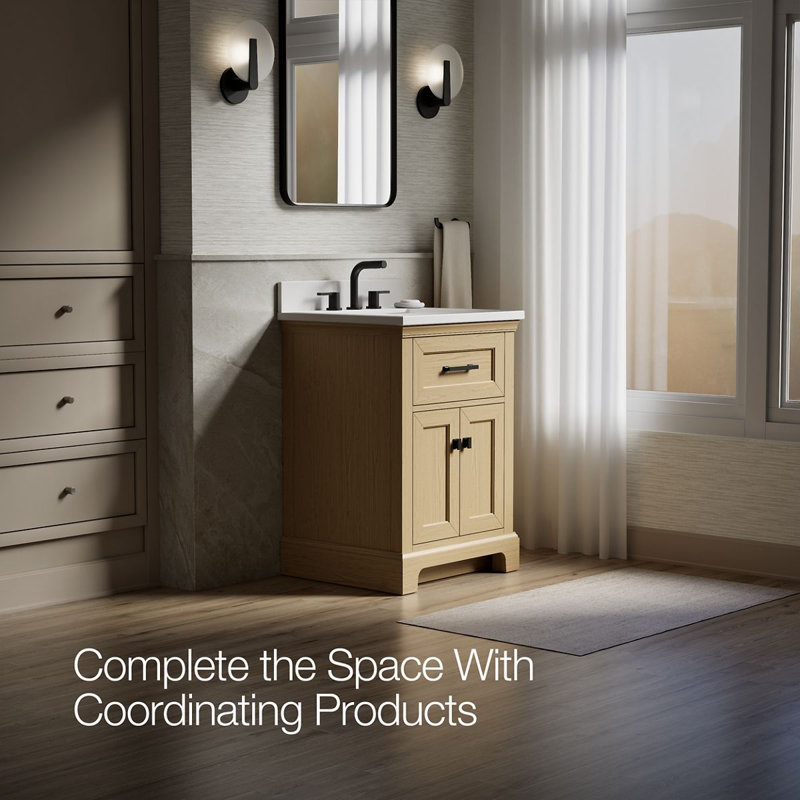 Charlemont 24 In. Bathroom Vanity Cabinet With Sink And Quartz Top, Light Oak