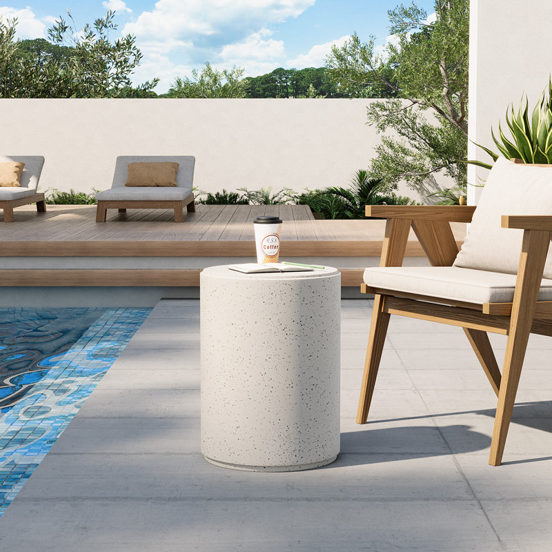 Outdoor Side Table, White
