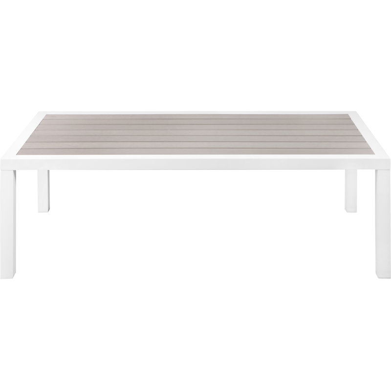 Vernola Rectangular Wood Metal Outdoor Coffee Table , 48'' in. W 22'' in. D, Light Gray/White