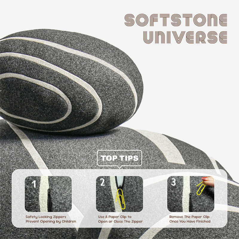 7Pcs Faux Stone Pillows, Black Marble