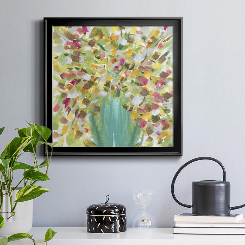 «Tropical Whimsy Arrangement», peinture sur toile encadrée, Noir, H 26,5 po x l 26,5 po x P 1,5 po