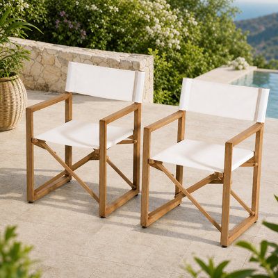 Solid Wood Folding Director Chair(Set Of 2)