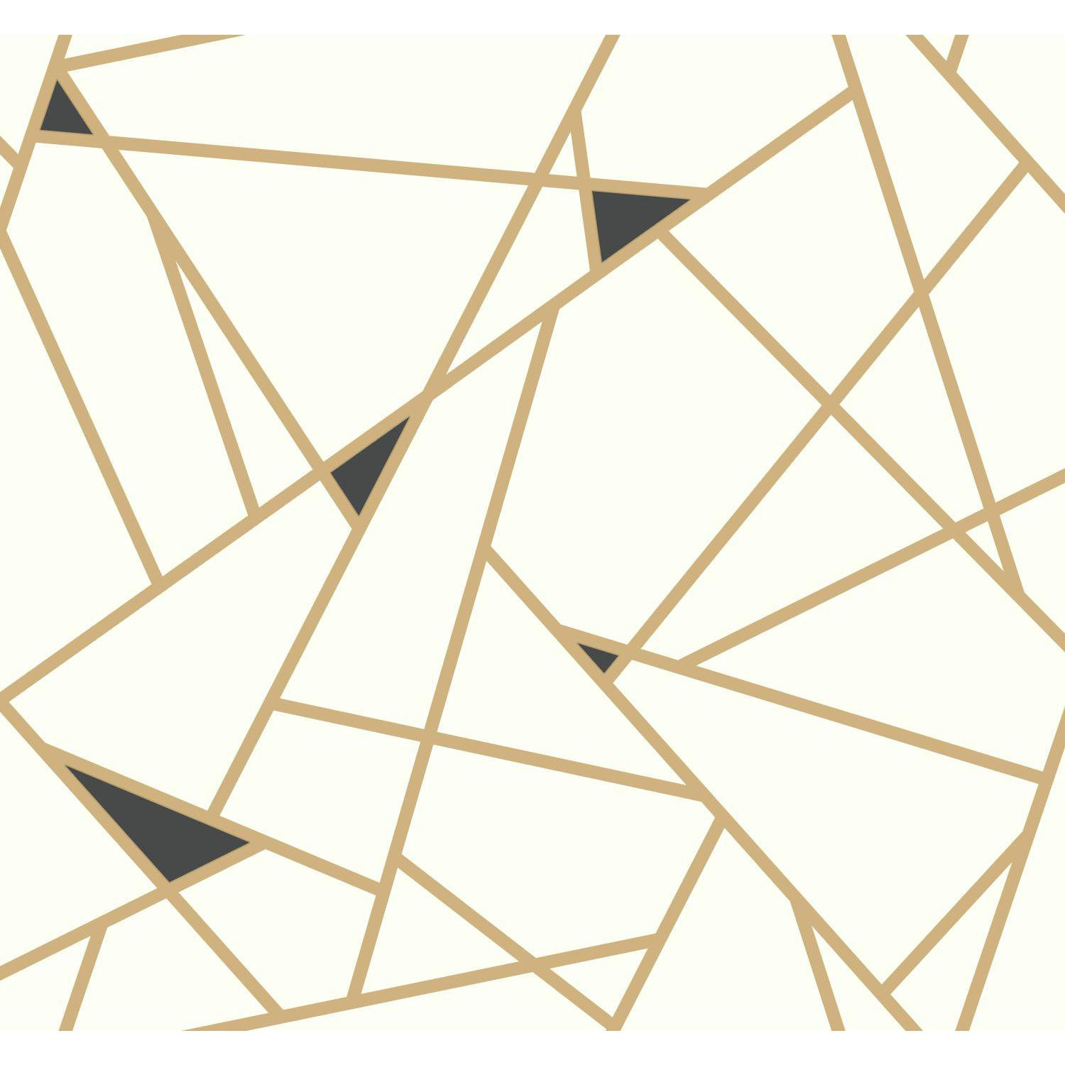 Risky Business II Modern Geometric Wallpaper, Metallic Gold/Black/White
