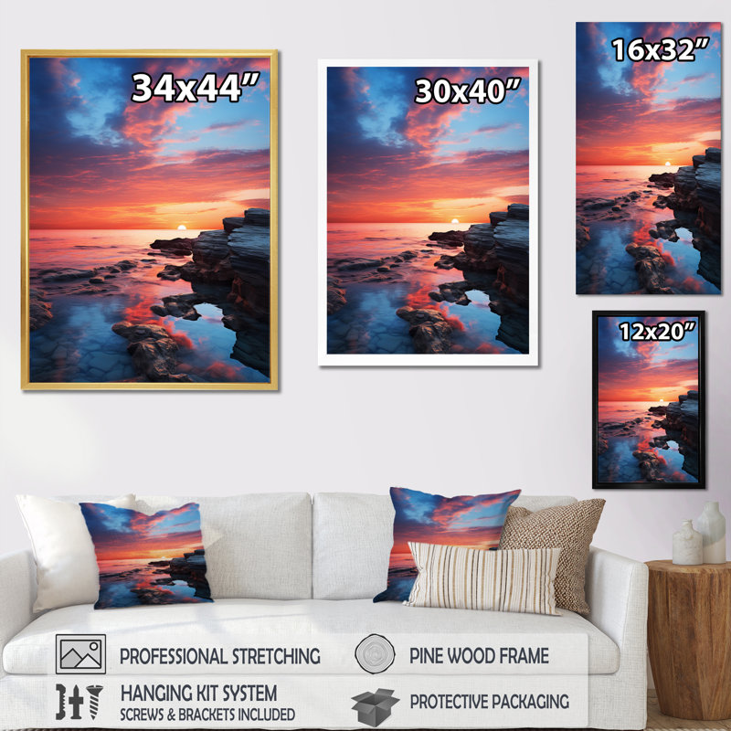 Valmont Coastal Serenity III, H 40 po x l 30 po x P 1,5 po, Cadre flottant doré