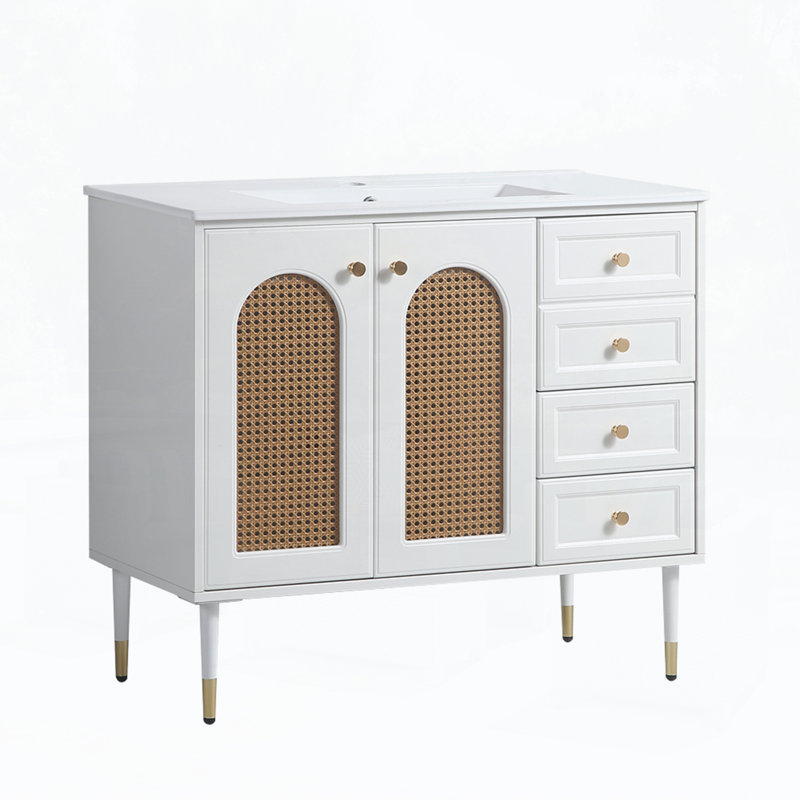Meuble-lavabo 36 po avec lavabo en céramique, Blanc