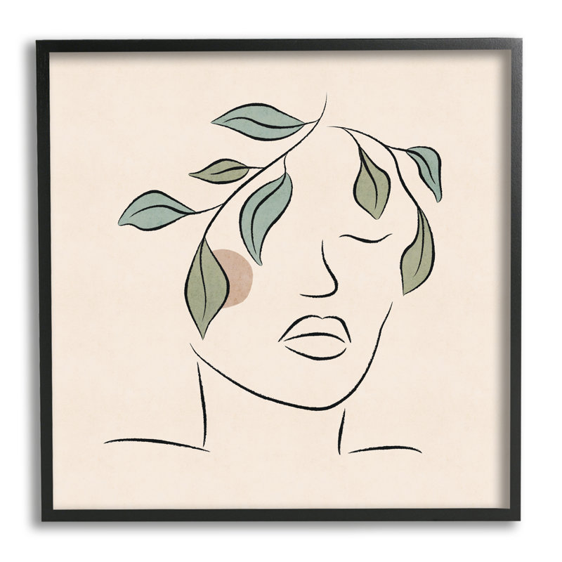 Silhouette de femme rougissante, dessin de griffonnage, Giclée encadrée noir minuit, H 17 po x l 17 po x P 1,5 po