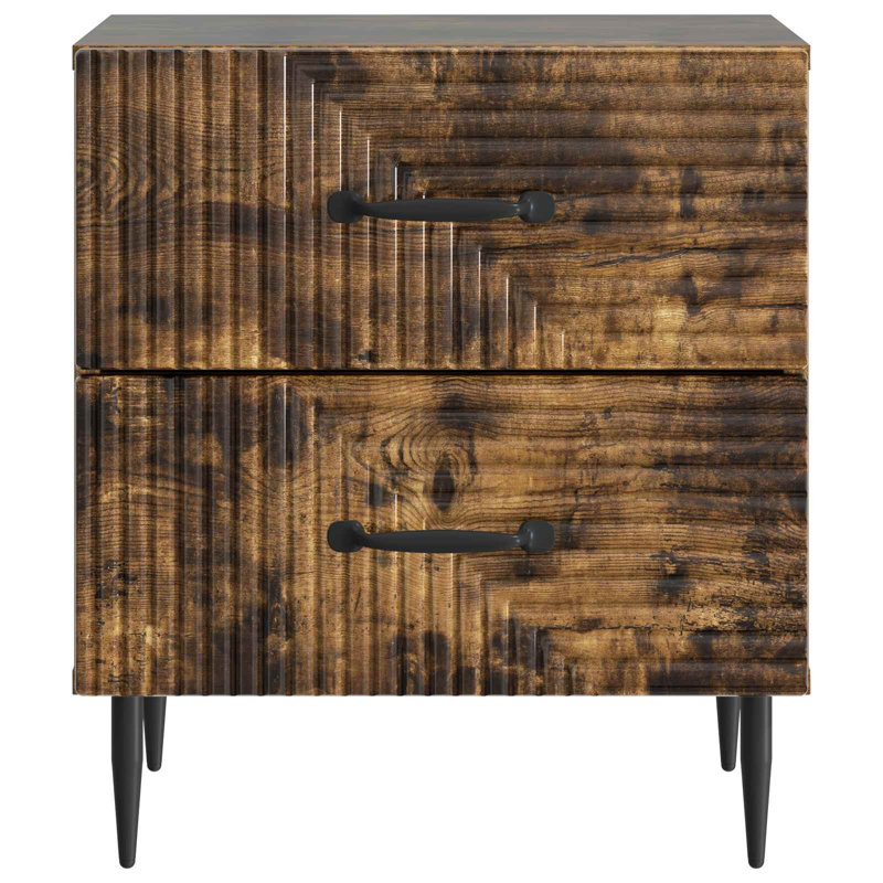 43cm W Manufactured Wood Bedside Table, Smoked Oak