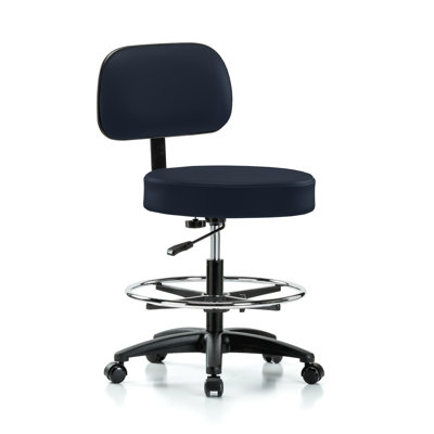 PERCH Basic Exam Stool with Back and Foot Ring | Medium Bench Height 21-28.5"