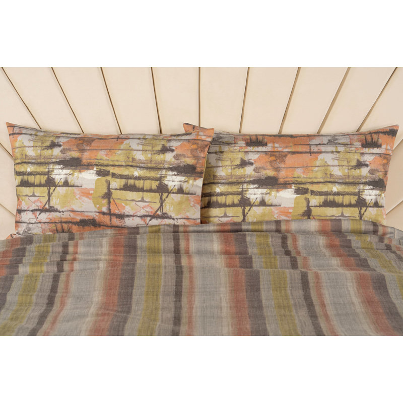 Ensemble de housse de couette et insert Spry Melon, Housse de couette double et insert + 2 taies déco