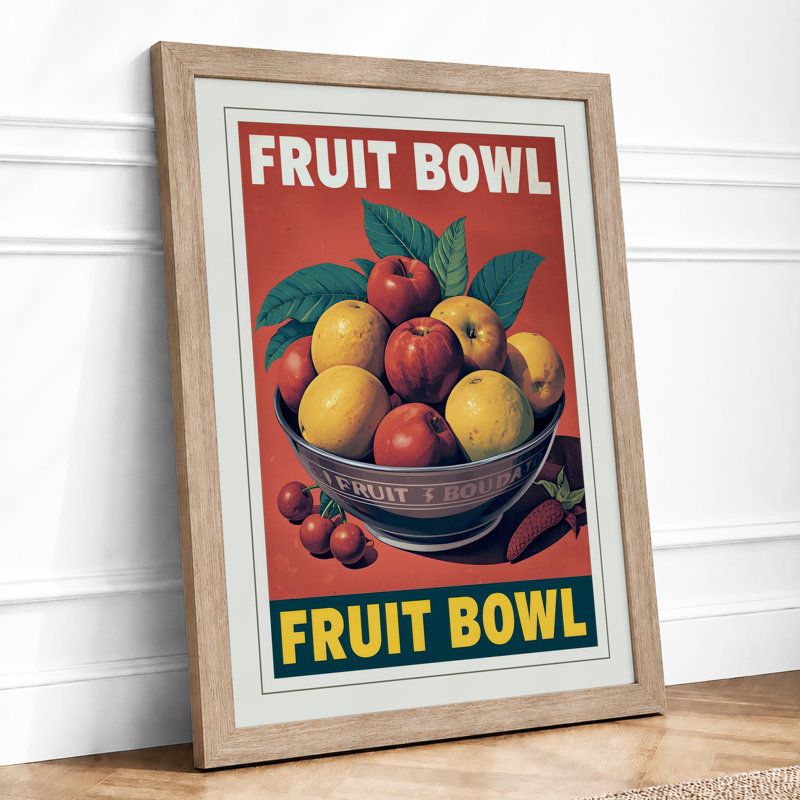 Fruit Bowl Retro - Framed Print, Oak, A3 - 42.0 x 29.7 cm