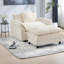 Fauteuils d'appoint modernes, fauteuil surdimensionné en chenille beige, structure en bois pour la maison