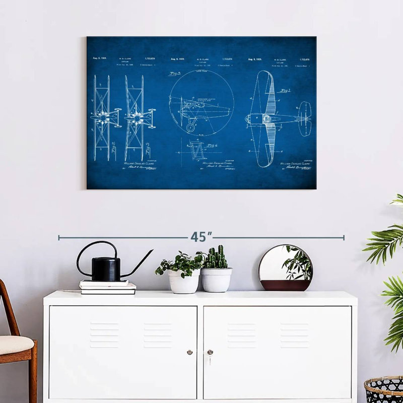 Impression de plans d'aviation, impression sur toile, H 24 po x l 36 po x P 1,25 po