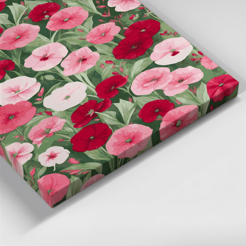 "Watercolor Botanical 34", art mural sur toile rose