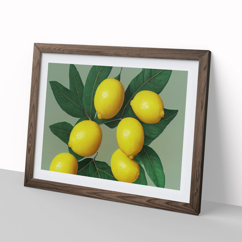 Citrus Fruit Lemons Vol.2 - Framed Print, 25cm H x 34cm W x 2cm D, Walnut
