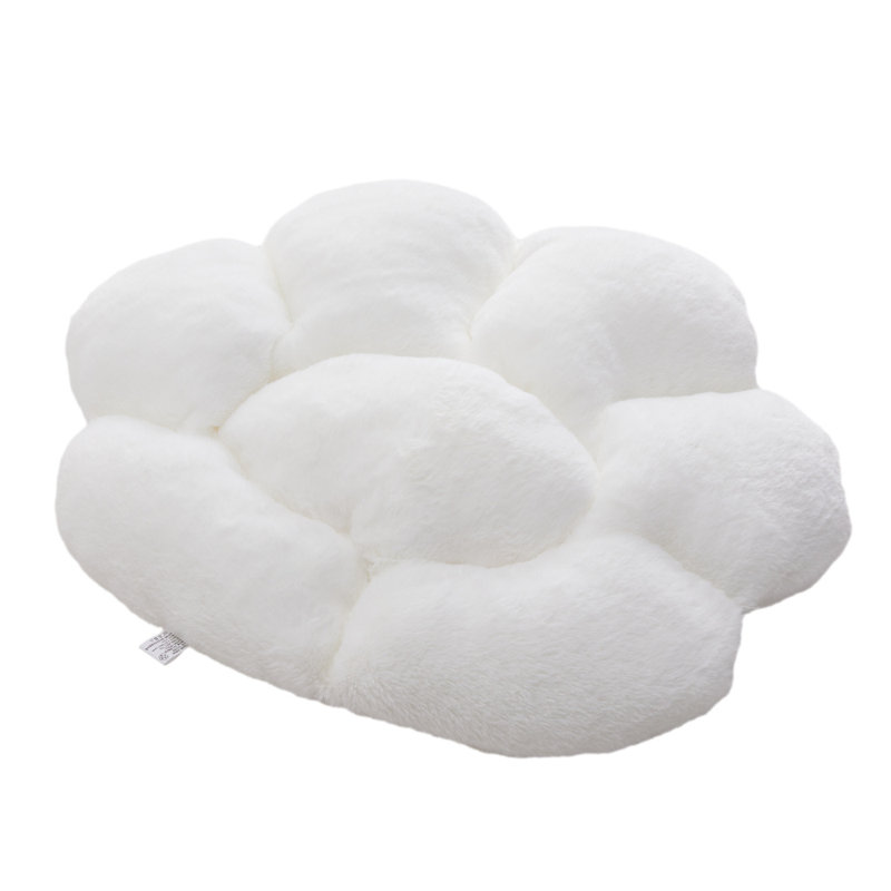 Reversible Plush Cat Paw Seat Cushion, White