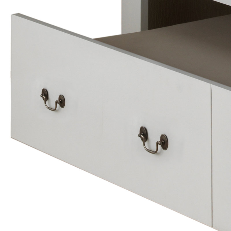 Lit gigogne double LouisPhillipe, blanc, Lit double, Blanc