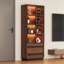 Armoire latérale autoportante 31,5 po en bois de pin brun avec porte vitrée 31,50 po
