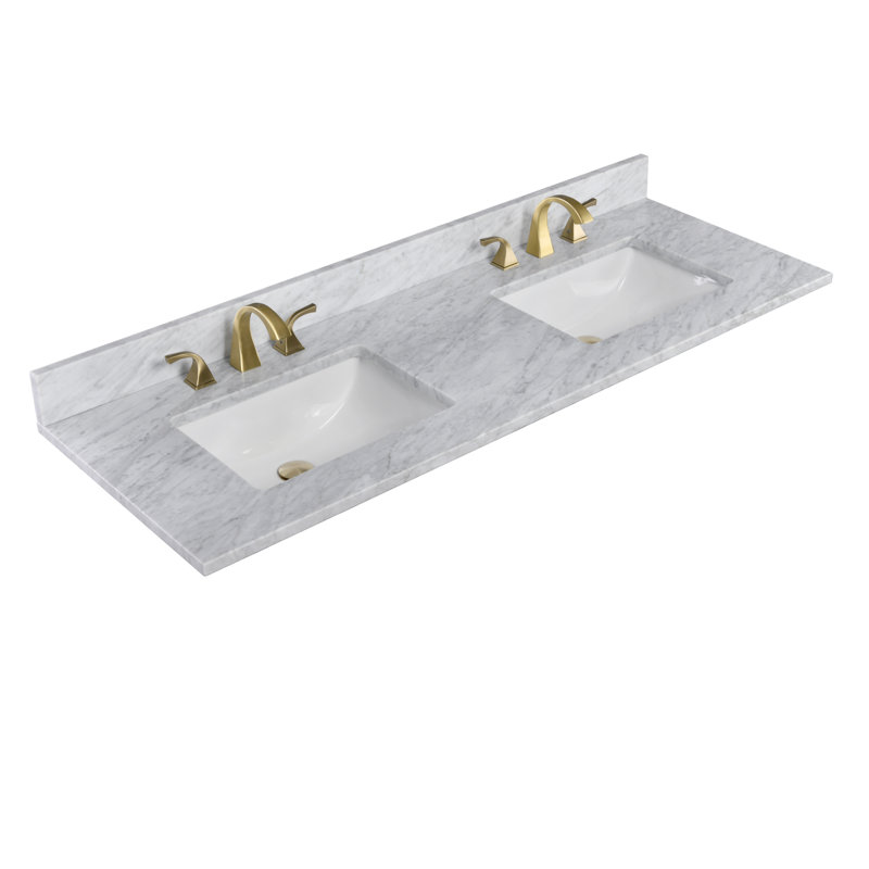 Meuble-lavabo double 60 po en marbre Carrara