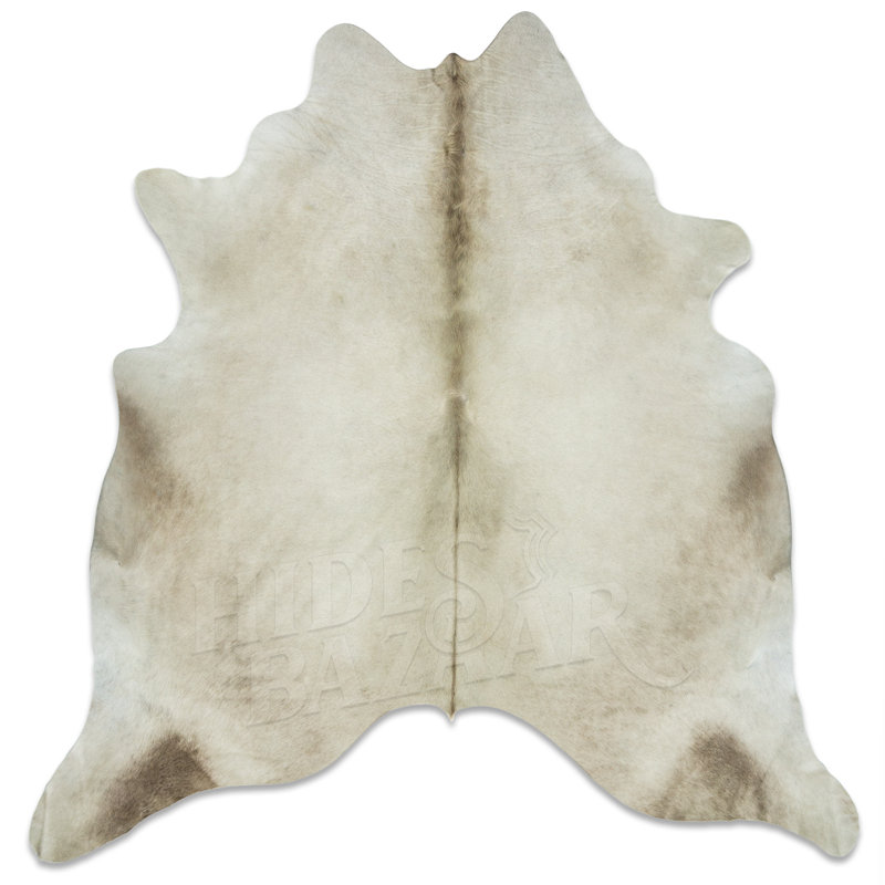 Tapis champagne / blanc en cuir de vache Brenda