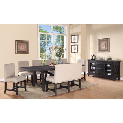 Messerly Extendable Pine Solid Wood Solid Wood Top Trestle Dining Set